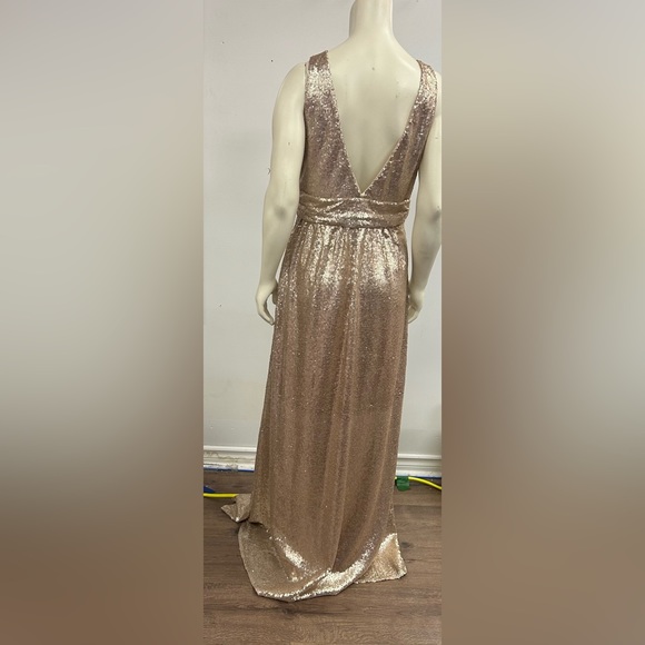 LULUS SEQUINED MAXI GOLD PARTY DRESS PIT 17 inches waist 34 inches - Picture 3 of 10